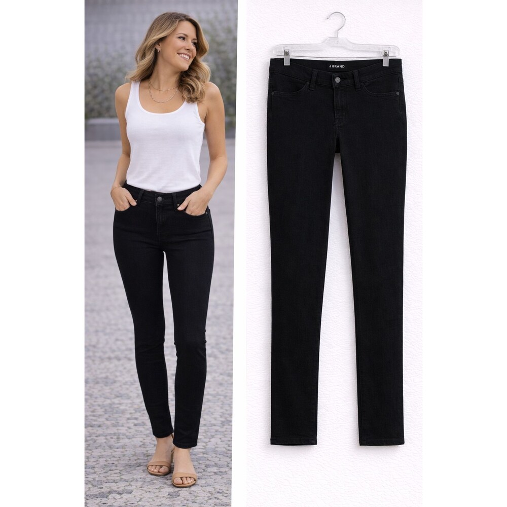J Brand  Skinny Jeans Low Rise Size 29 Black Stretch Coat Steal